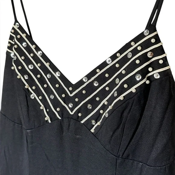 Vintage Jessica McClintock Black Embellished Maxi Slip Dress - Picture 3 of 6